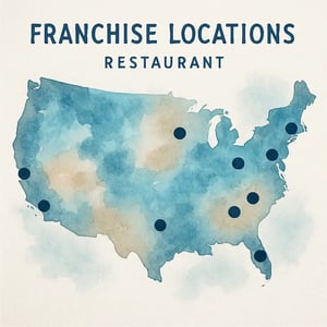 restaurant franchise locations watercolor usa map