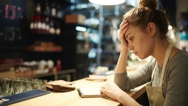 stressed restaurant worker
